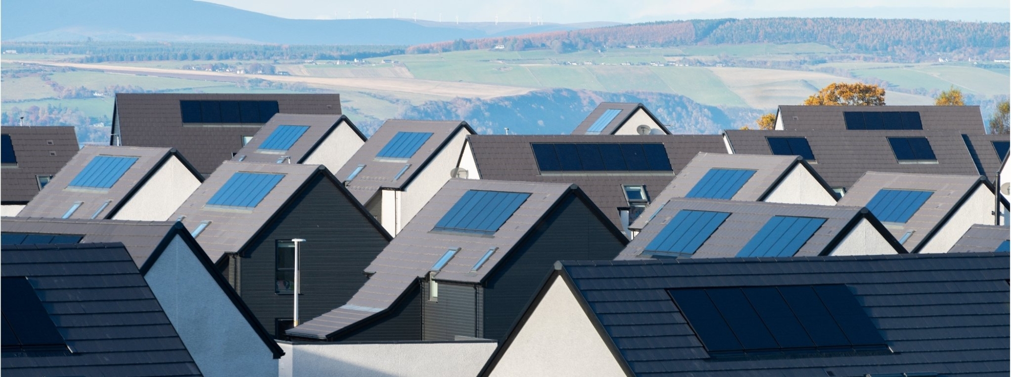 Housing estate with solar panels
